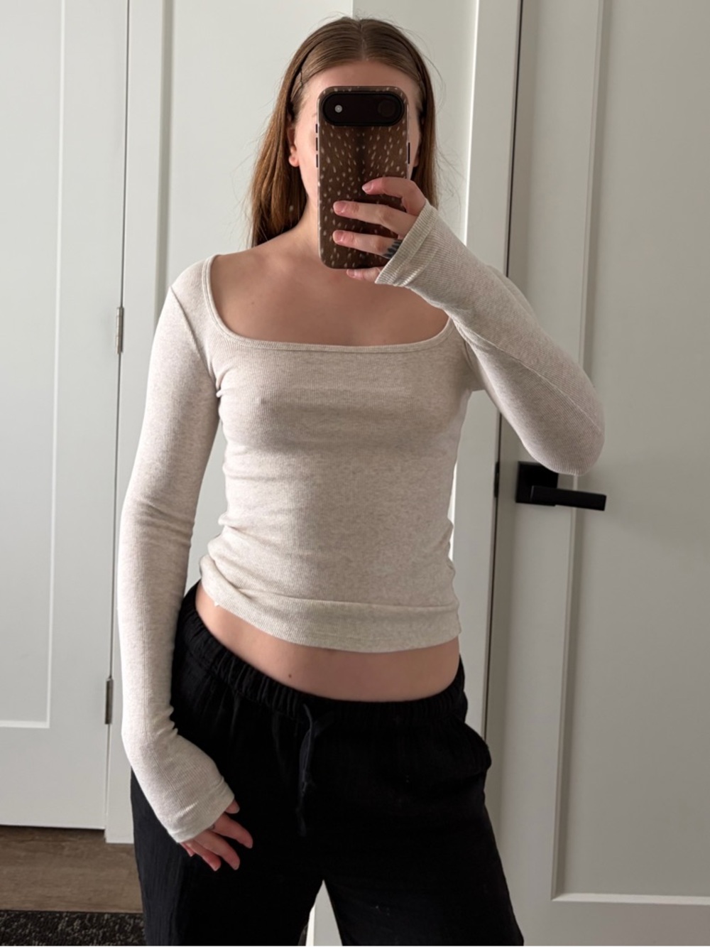 Aritzia TNA HomeStretch Ribbed Top in Cream